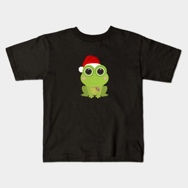 Christmas Frog Kids T-Shirt by adamzworld